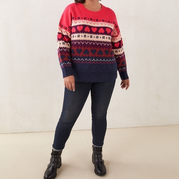 0X - In Every Story | Jacquard Sweater With Scoop Neck - Picture 1 of 4